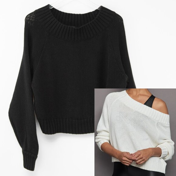 Carbon38 Sweaters - Carbon38 Slouchy Knit Sweater Off The Shoulder Relaxed Black Size Medium